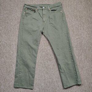 LEVI'S 505 Jeans Men's 34x29 Green Regular Fit Cotton Blend Stretch Denim